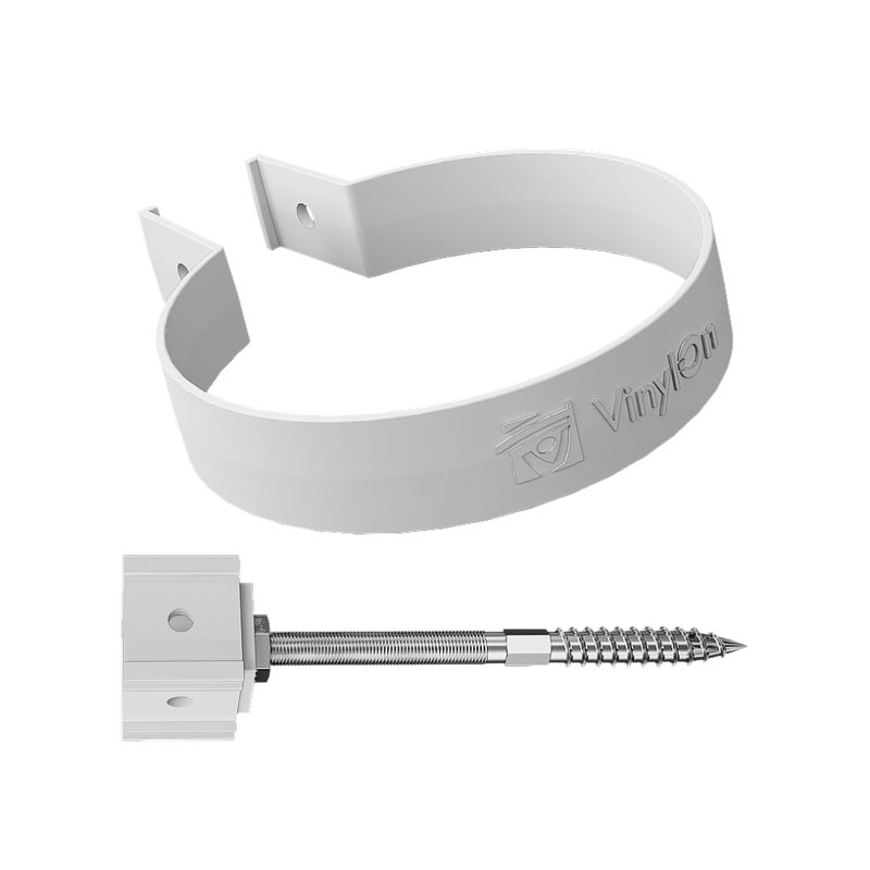 Водосточная система ПВХ (VL) Хомут трубы ПВХ Белый с крепежом 120мм Водосточная система ПВХ (VL) Хомут трубы ПВХ Белый с крепежом 120мм