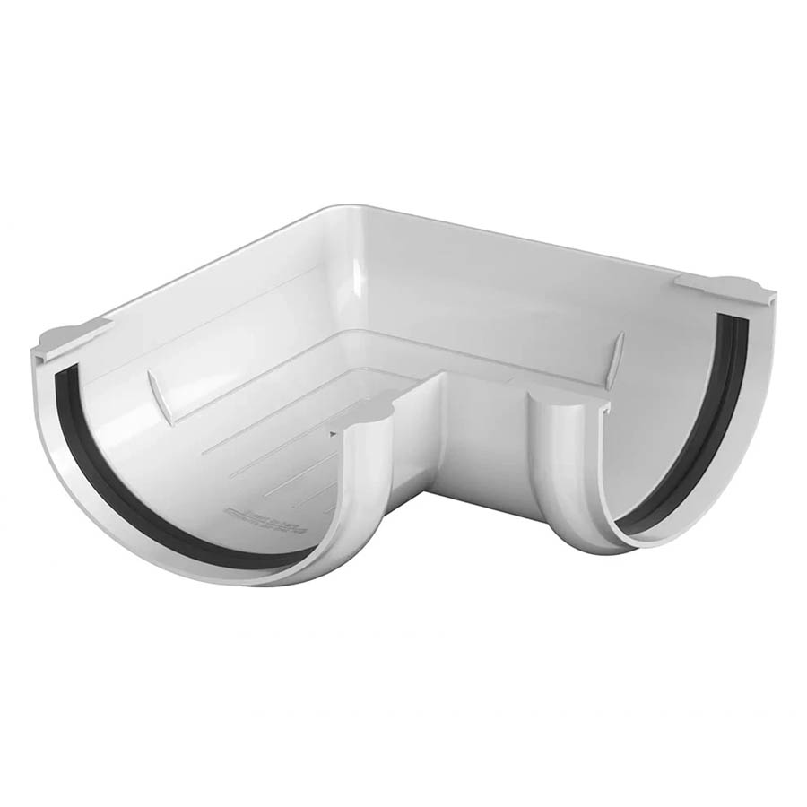 Водосточная система ПВХ (ТН) "Оптима" Угол желоба 90 град. Белый Водосточная система ПВХ (ТН) "Оптима" Угол желоба 90 град. Белый