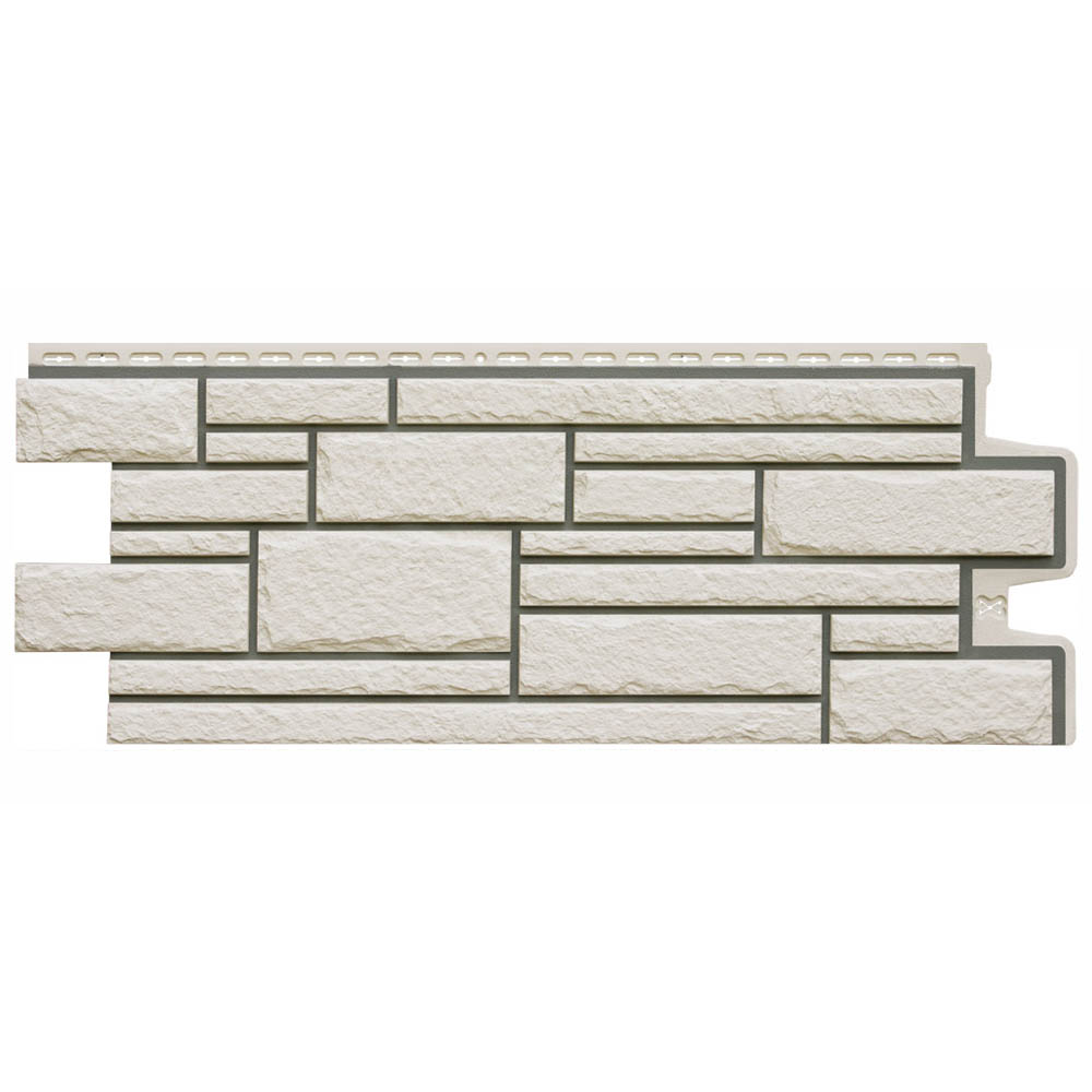 Фасадная панель Grand Line Камелот Дизайн молочный со швом 1107*423мм (раб.р-р 992*392 мм)