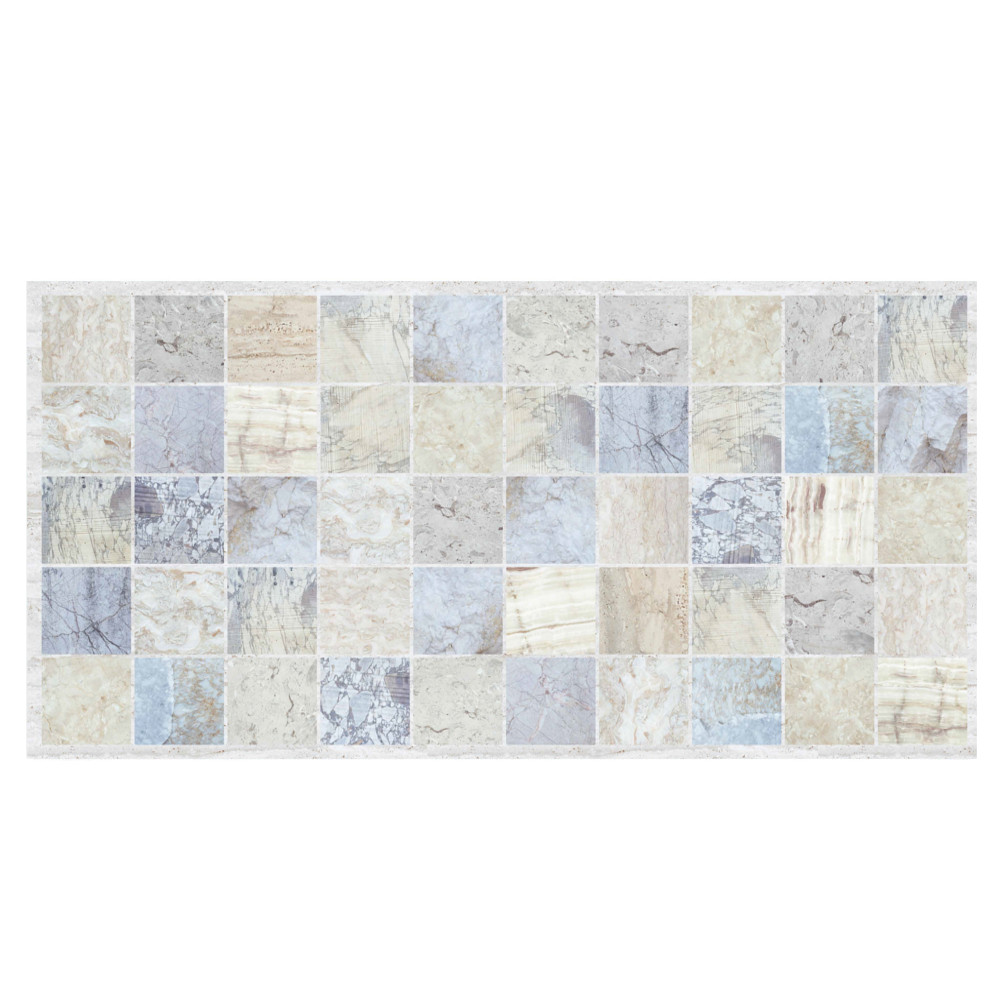 Пластиковая Листовая панель ПВХ "GRACE" Плитка Мрамор голубой 964*484*0,3 мм