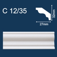 Плинтус (полистирол) "СОЛИД" С 12/35 (32*27 мм) белый 2000 мм