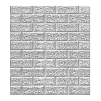 Панель ПВХ самоклеющаяся "Кирпич стальной" 700*770*4 мм (brick silver grey)